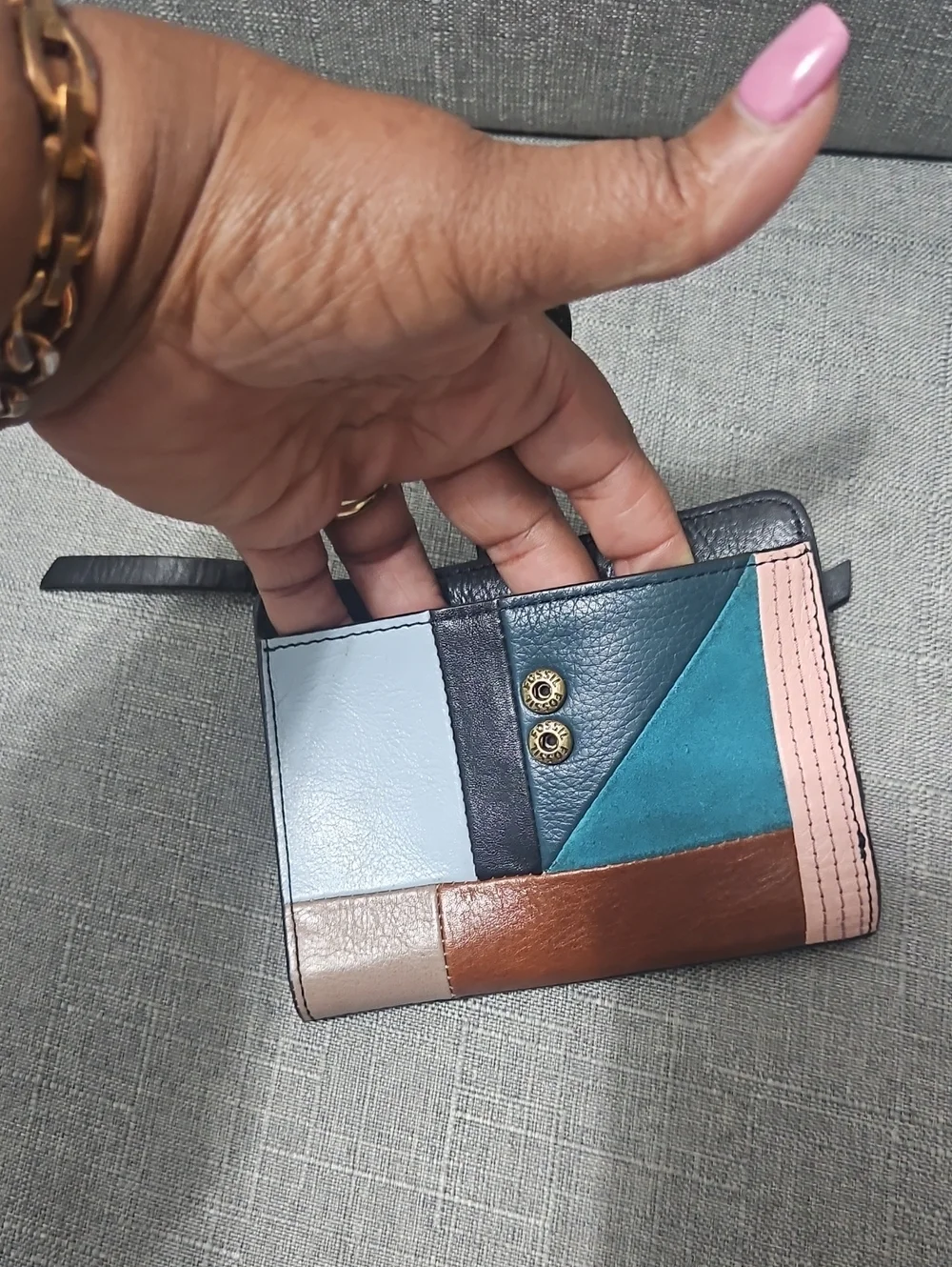 Fossil patchwork leather